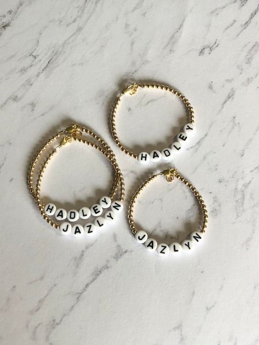 Personalized Black Letters Bracelet