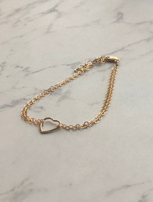 Heart Charm Chain Bracelet