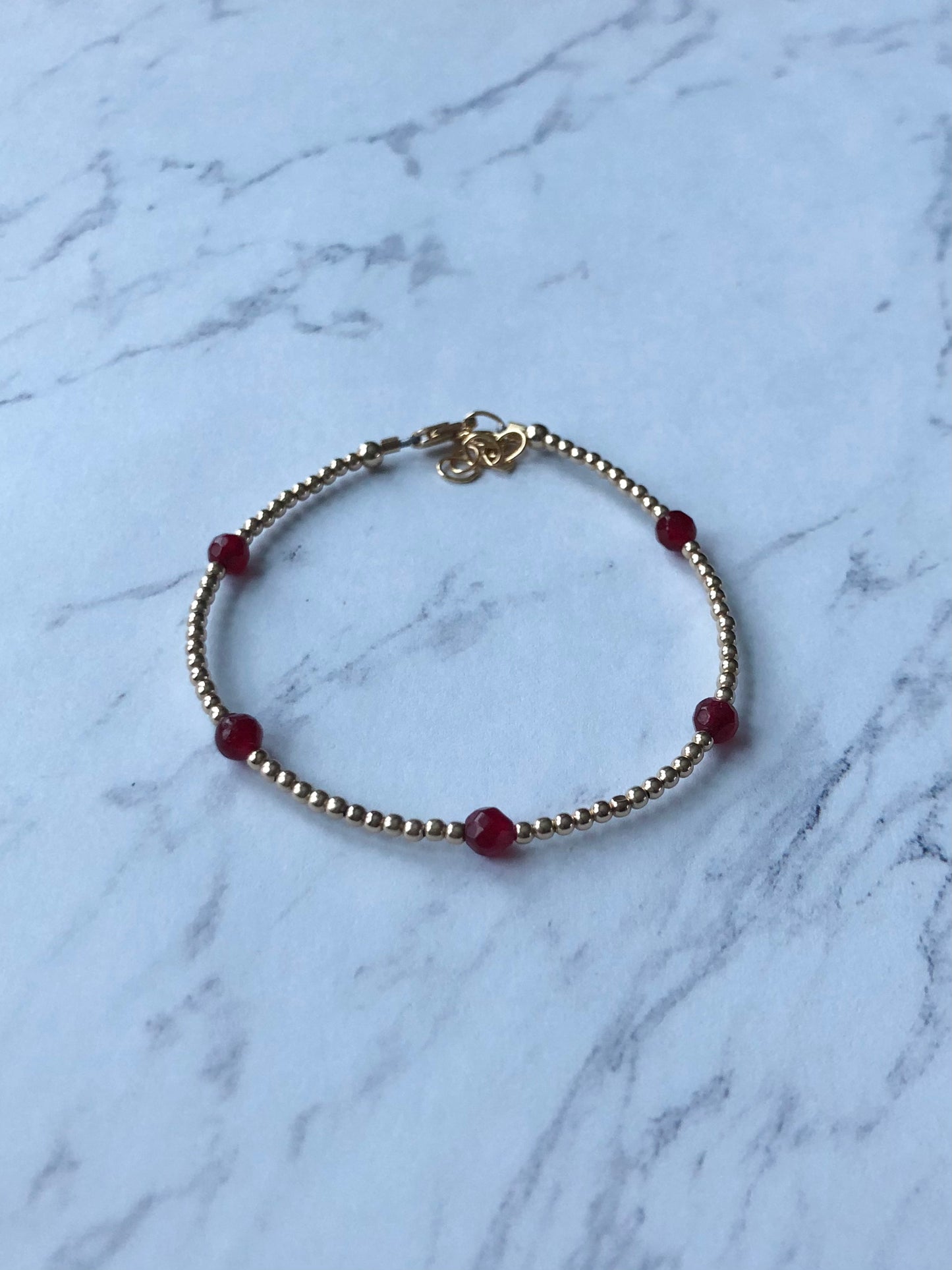 Ruby Agate Sprinkle Bracelet (July Birthstone)