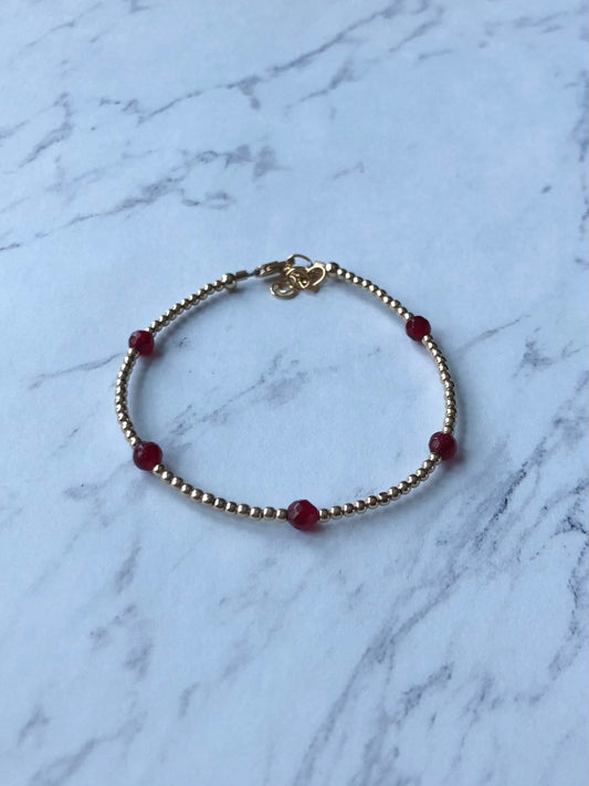 Ruby Agate Sprinkle Bracelet (July Birthstone)