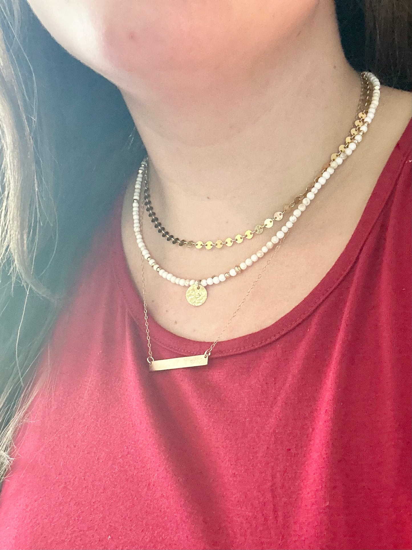 Textured Disk Beaded Necklace