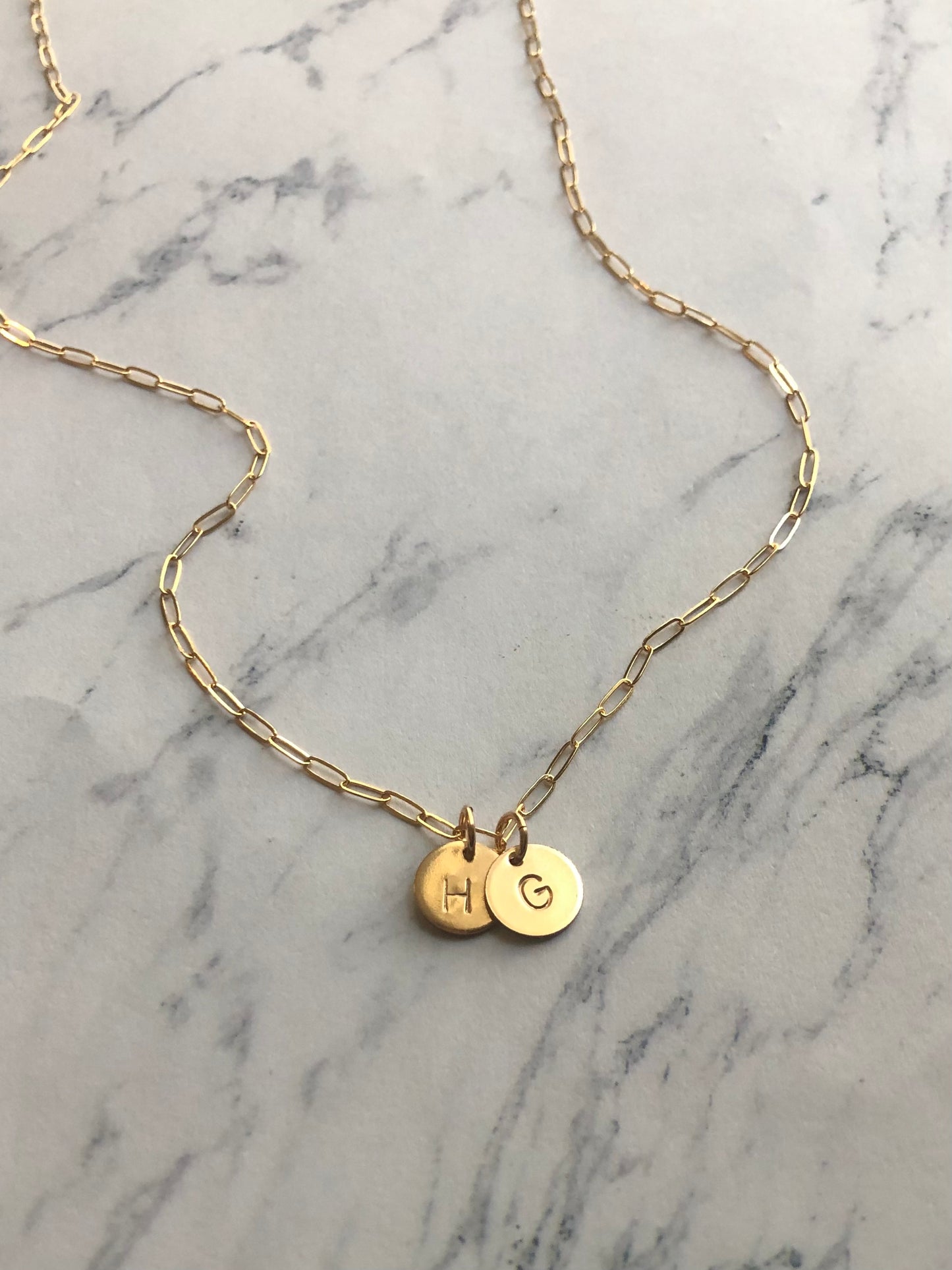 Gold Paperclip Chain Initial Necklace
