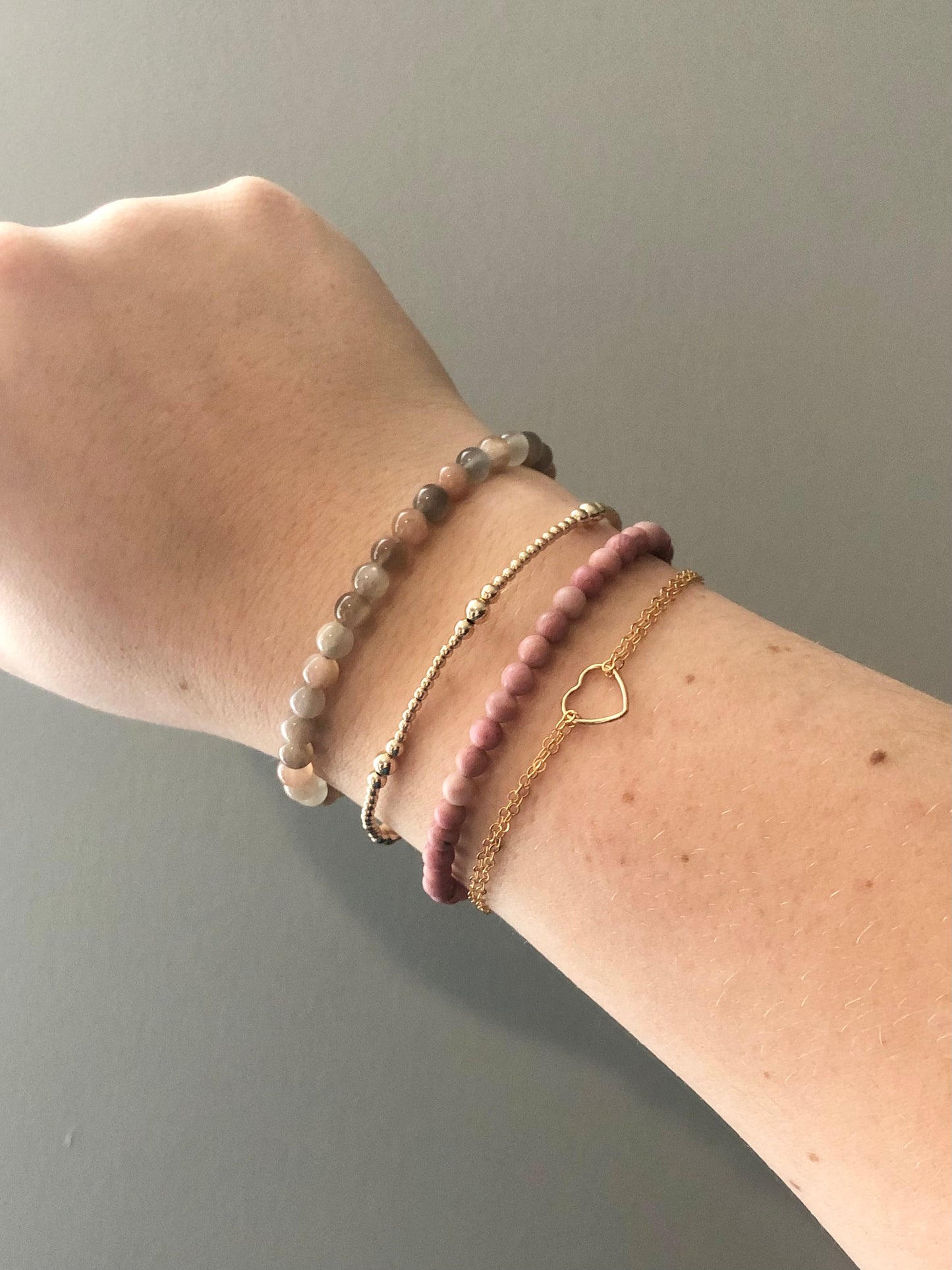 Multi- Color Peach Moonstone Bracelet (5 available)