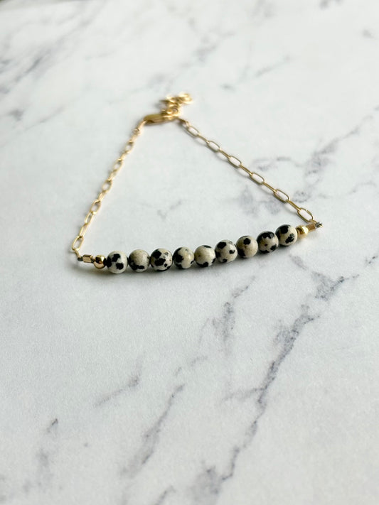 Dalmatian Jasper Paperclip Chain Bracelet (8 available)