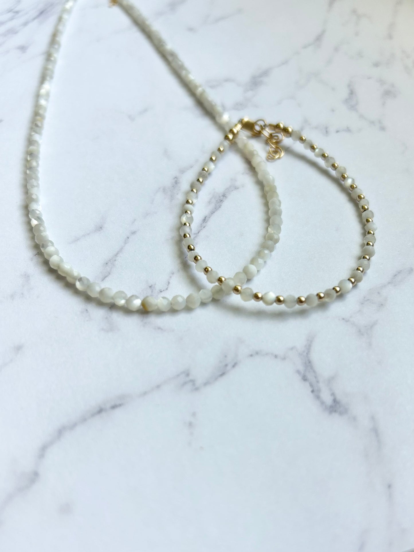 Shimmer Mother of Pearl Beaded Necklace