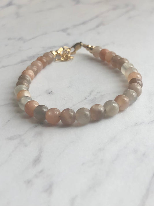 Multi- Color Peach Moonstone Bracelet