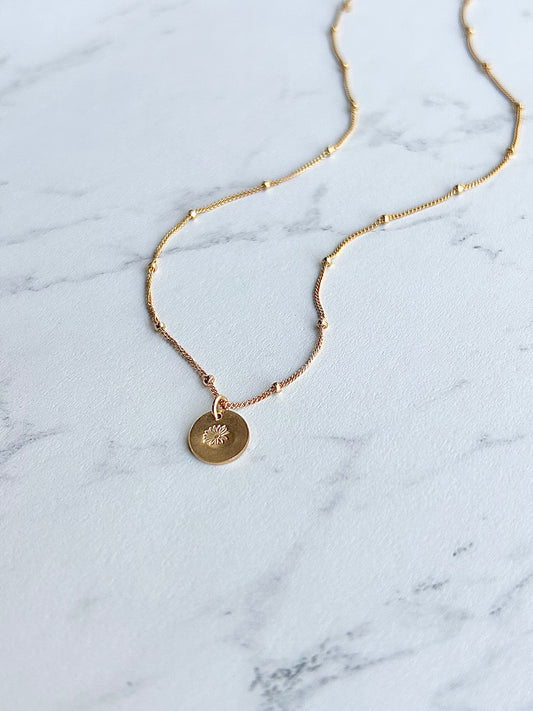 Mini Birth Month Flower Necklace on the Satellite Chain (Gold or Silver)