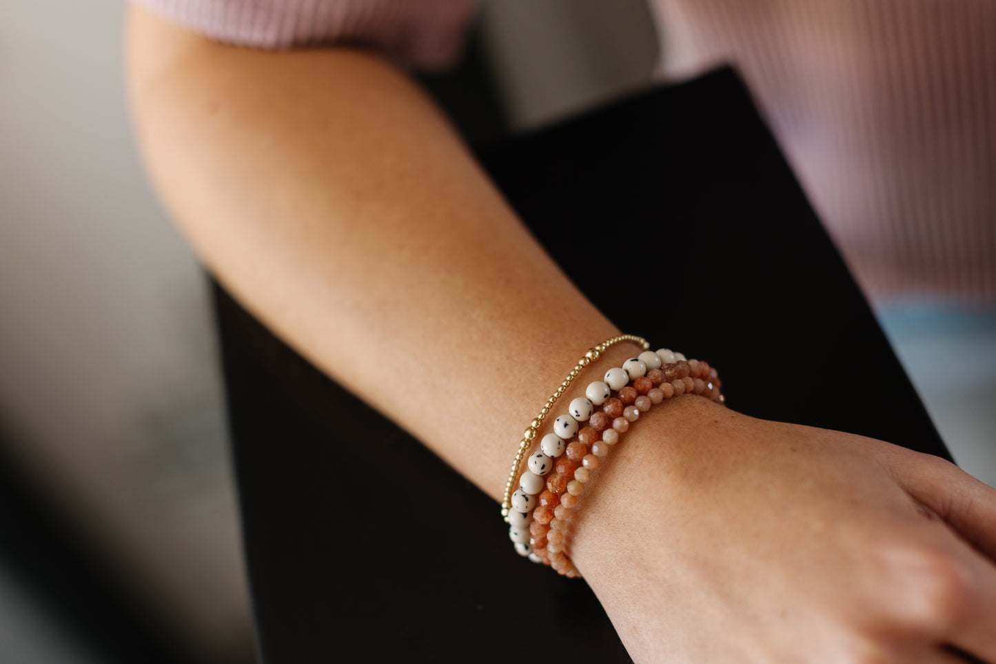 Dalmatian Peach Bracelet Stack (2 available)