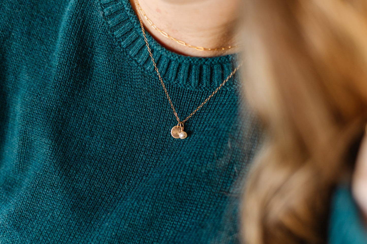 Pearl Charm Initial Necklace