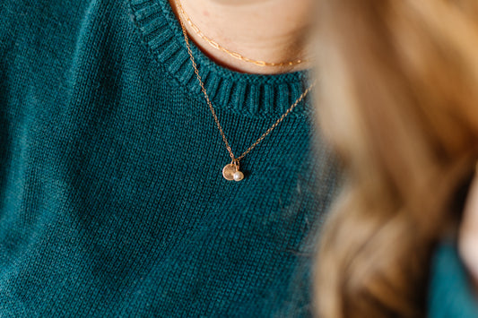 Pearl Charm Gold Initial Necklace