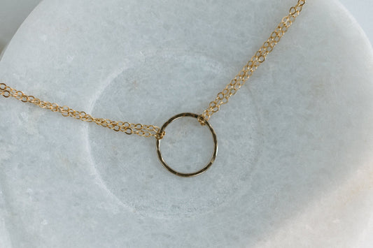 Hammered Circle Chain Bracelet
