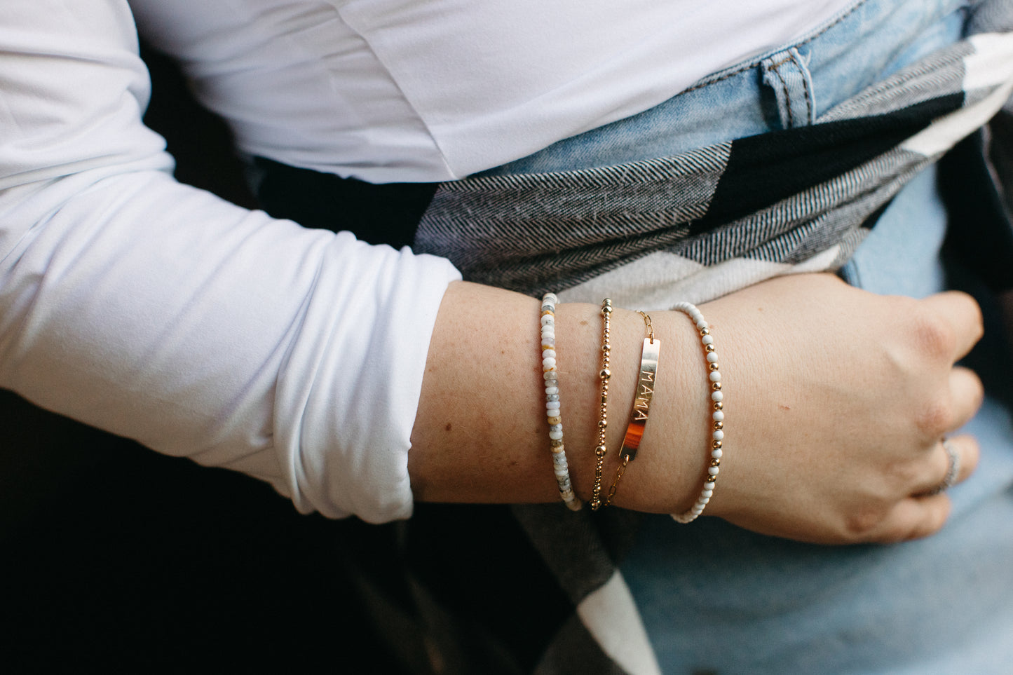 Speckled White Opal Bracelet