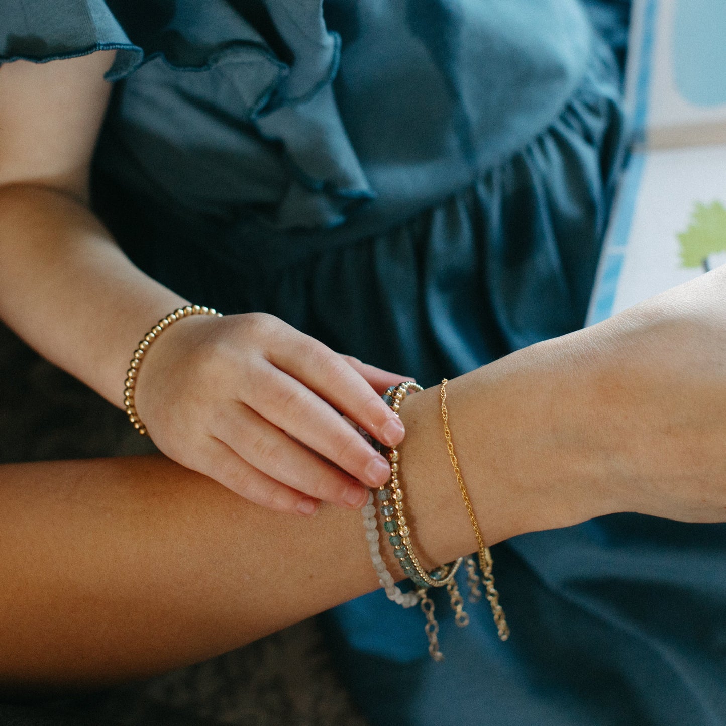 Alternate Blue Apatite Cube Bracelet