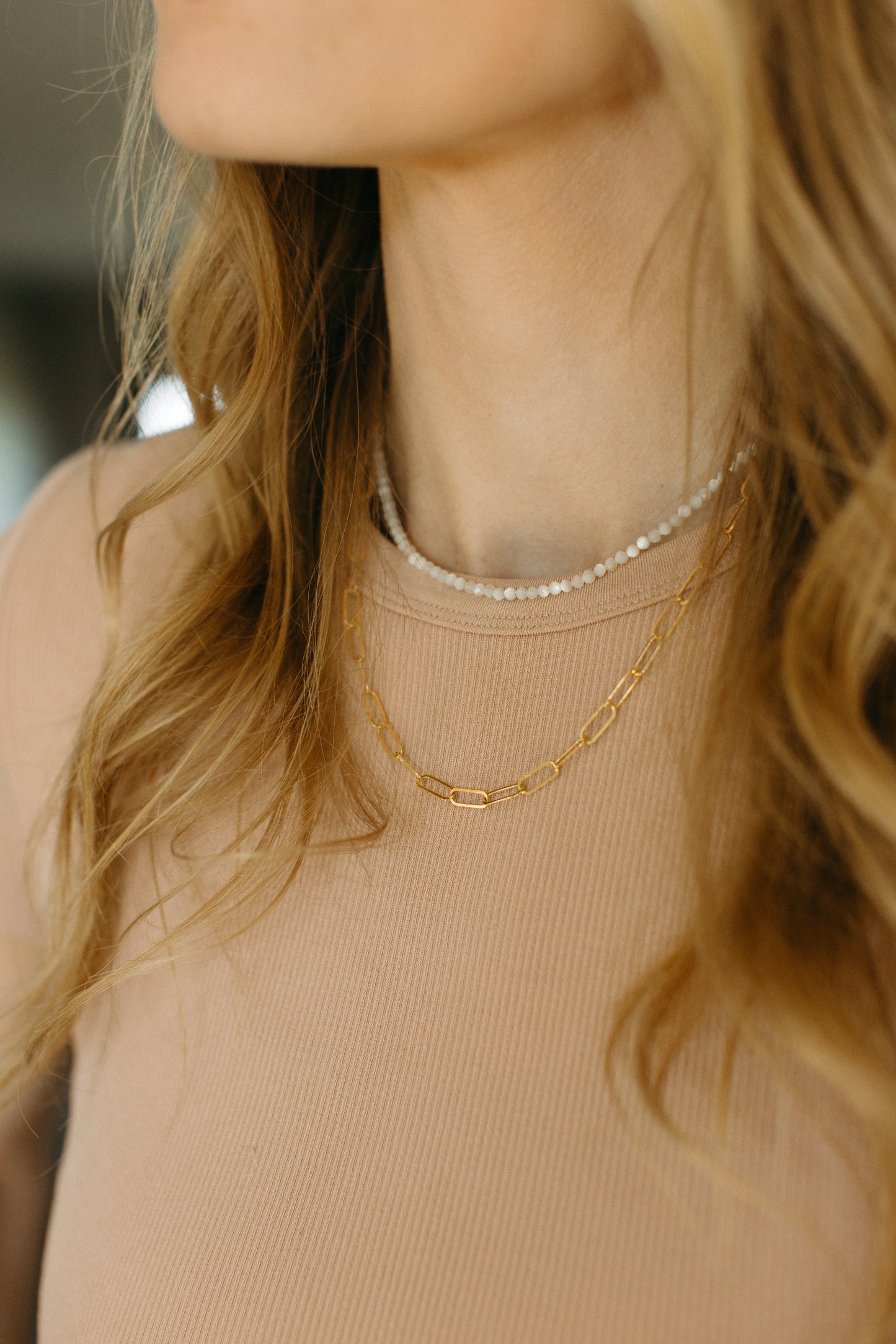 Shimmer Mother of Pearl Beaded Necklace