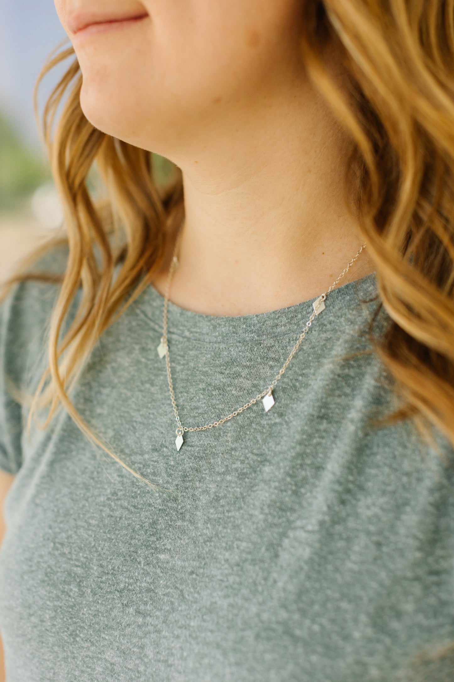 Diamond Drop Charm Necklace