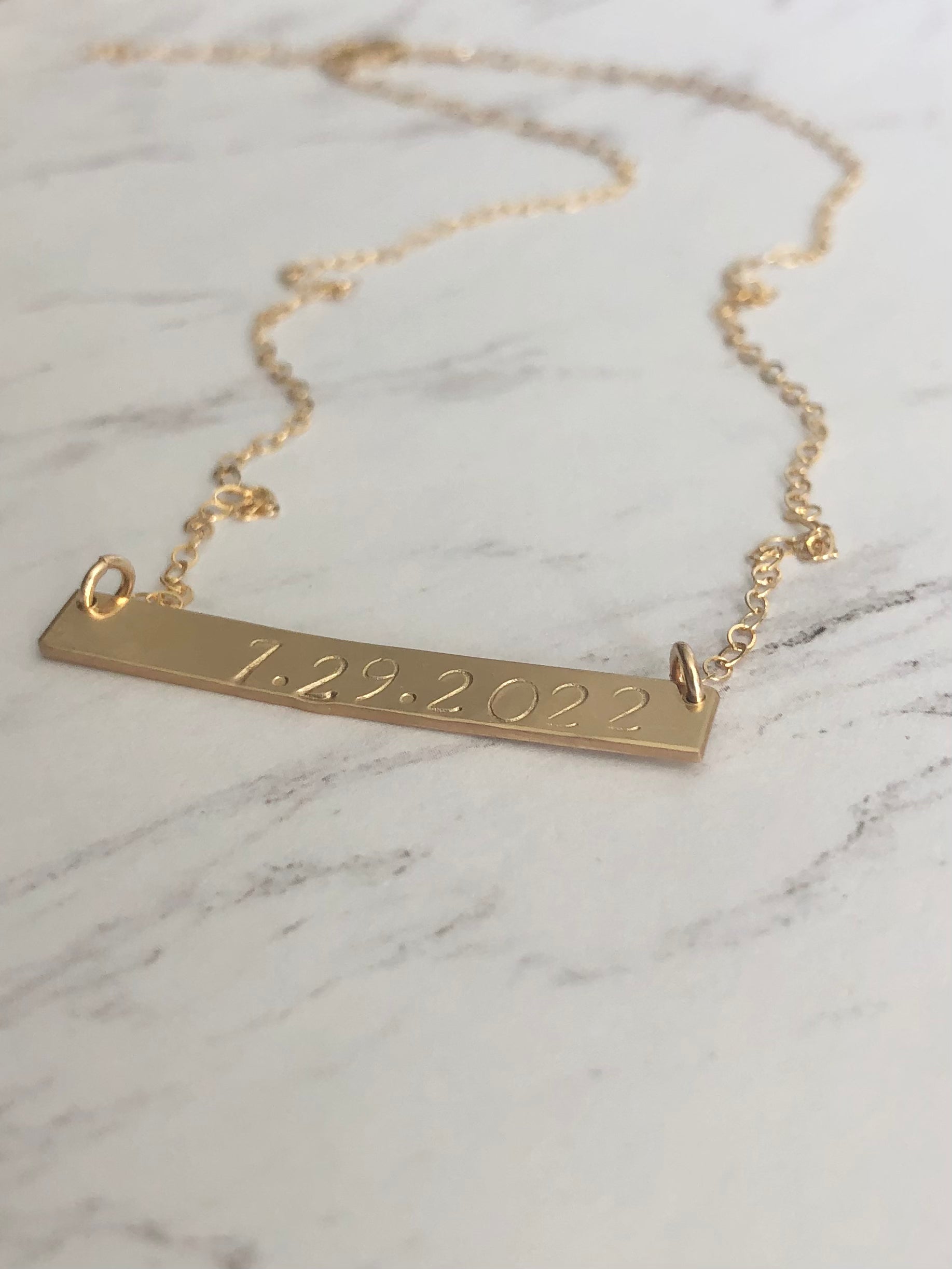 Personalized Name Plate Necklace, Engraved Gold Bar Necklace