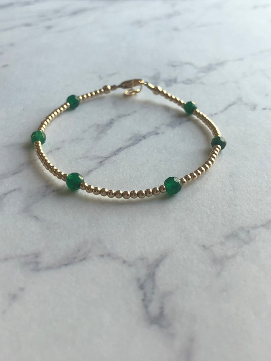 Emerald Green Sprinkle Bracelet (May Birthstone)