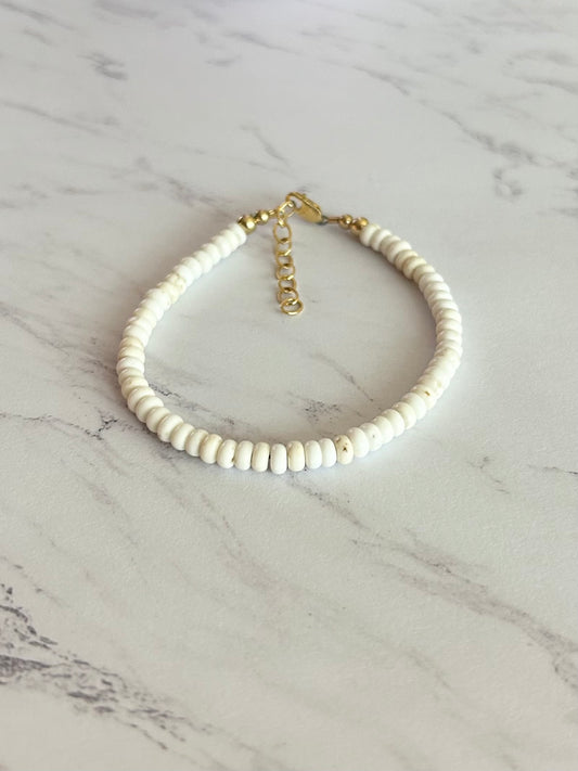 Rondelle Cream Turquoise Bracelet