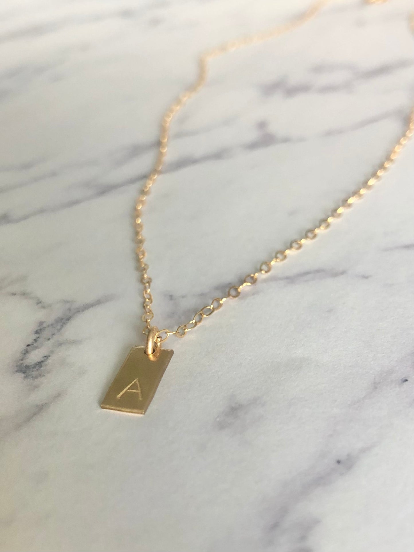 Gold Filled Initial Tag Necklace
