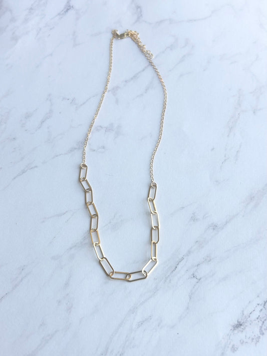“Halfsies” Big Paperclip Chain Necklace