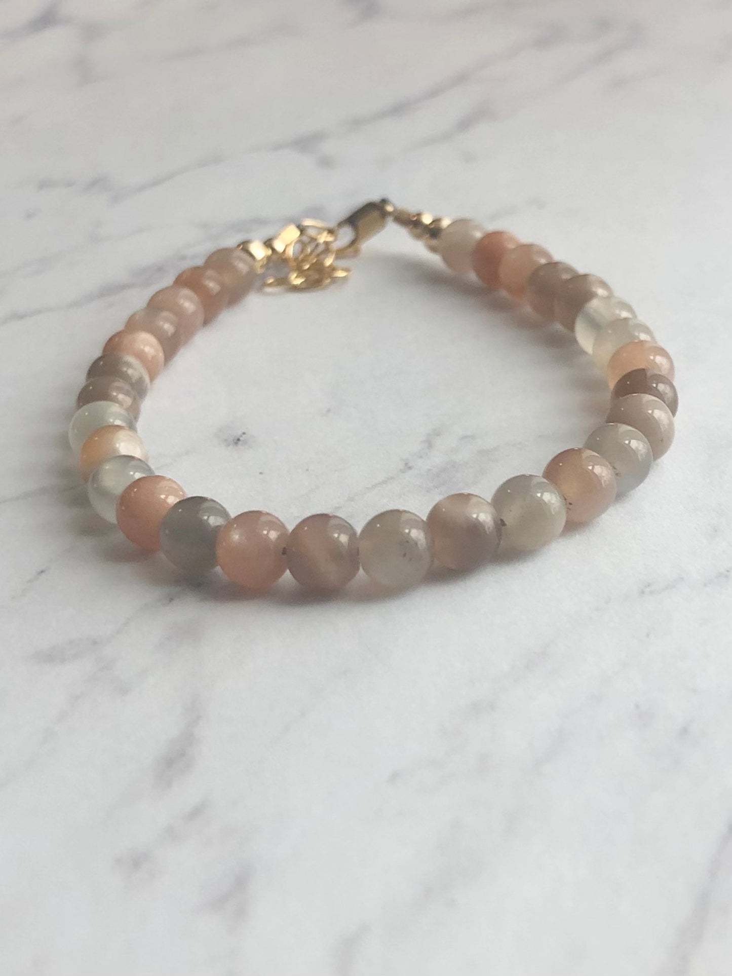 Multi- Color Peach Moonstone Bracelet