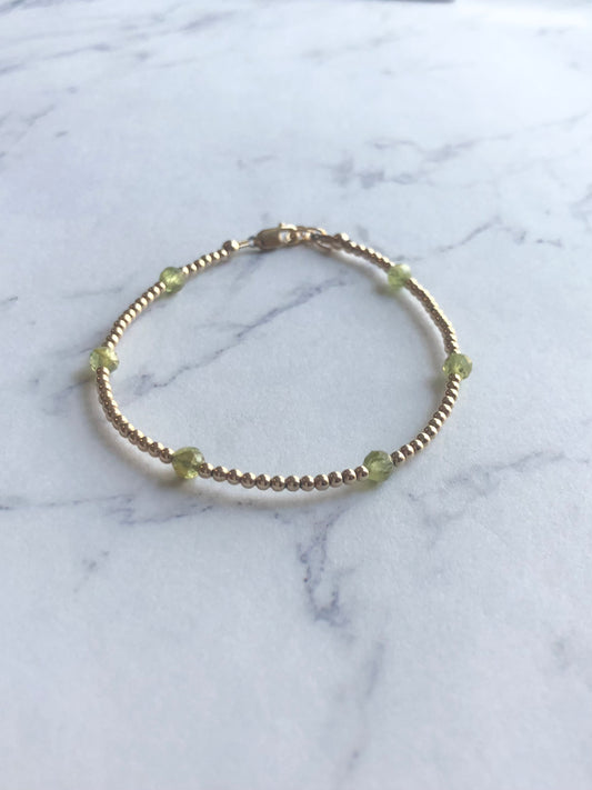 Peridot Sprinkle Bracelet (August Birthstone)