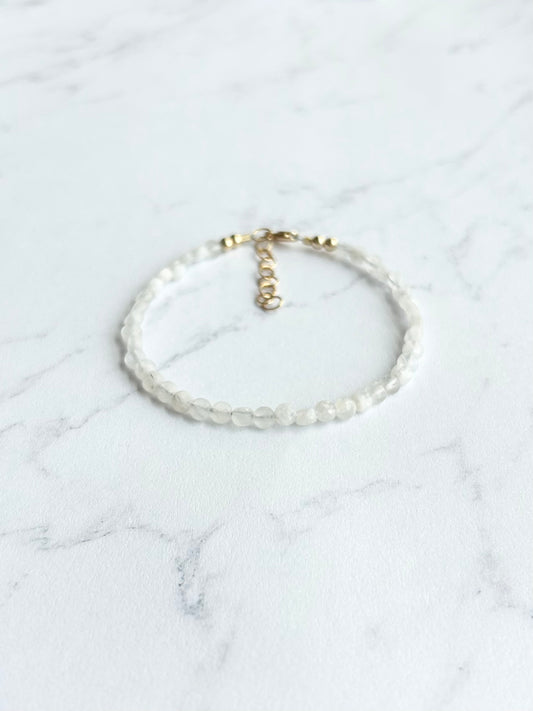 Mini White Moonstone Coin Bracelet