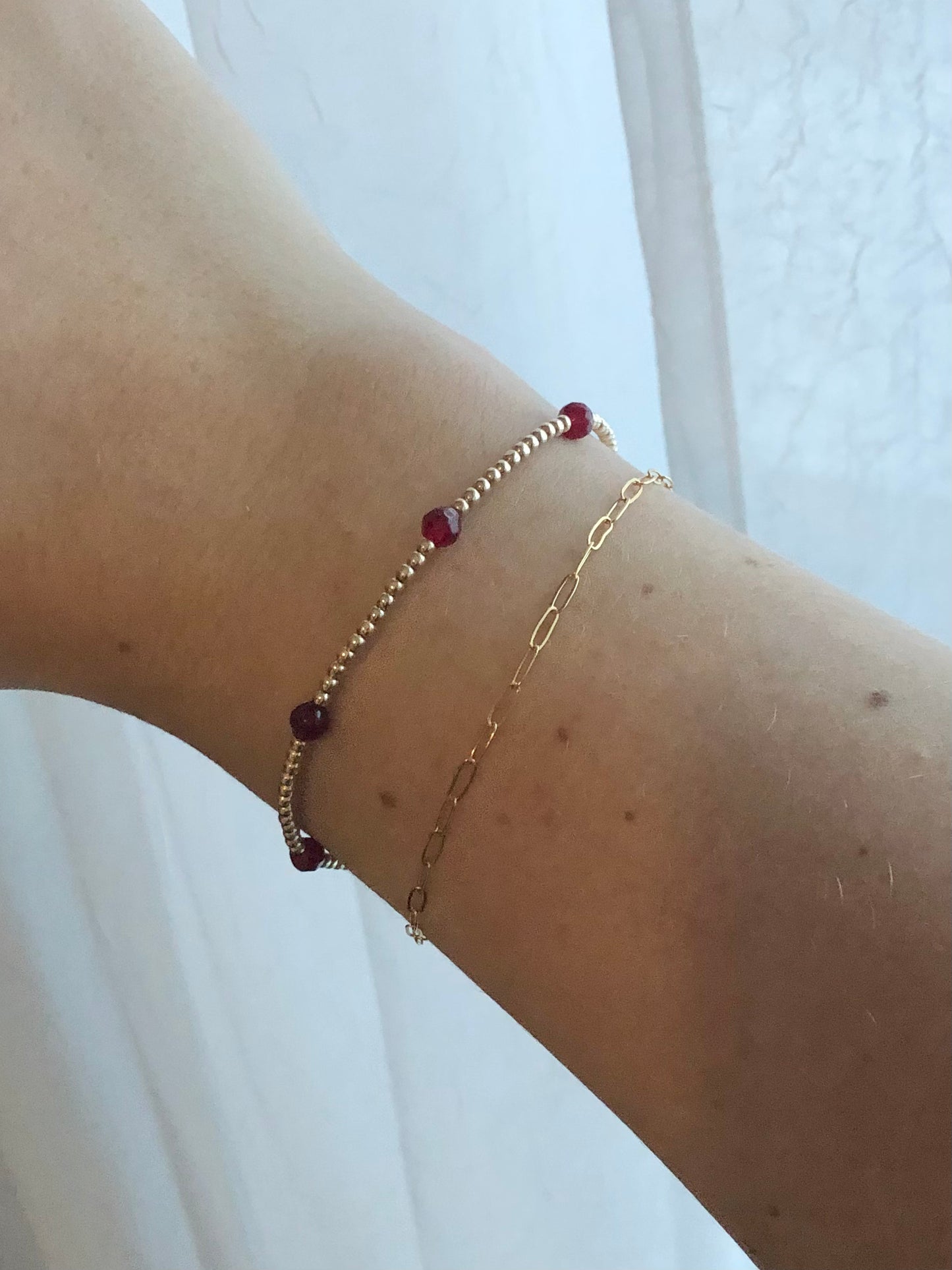Ruby Agate Sprinkle Bracelet (July Birthstone)
