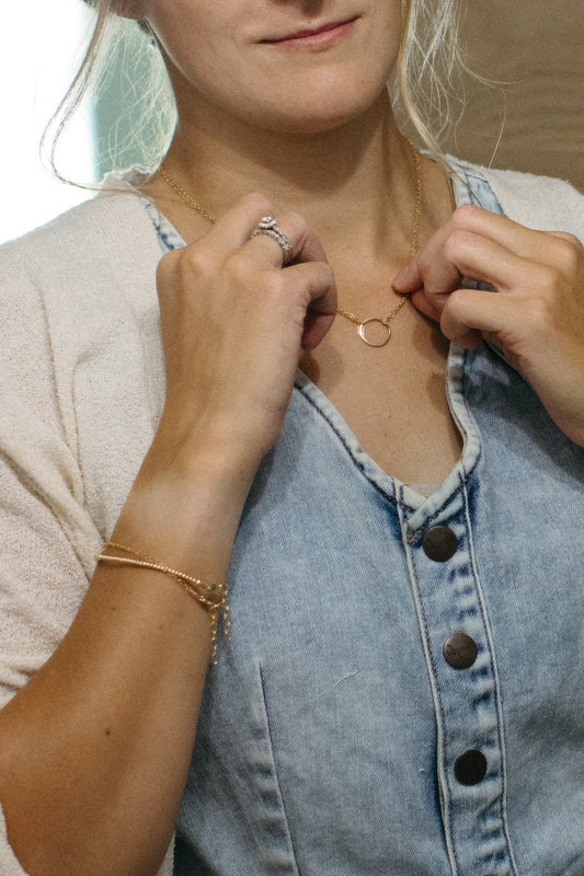 Hammered Circle Bracelet + Necklace Set