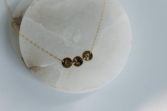 Double Hung Initial Disk Necklace