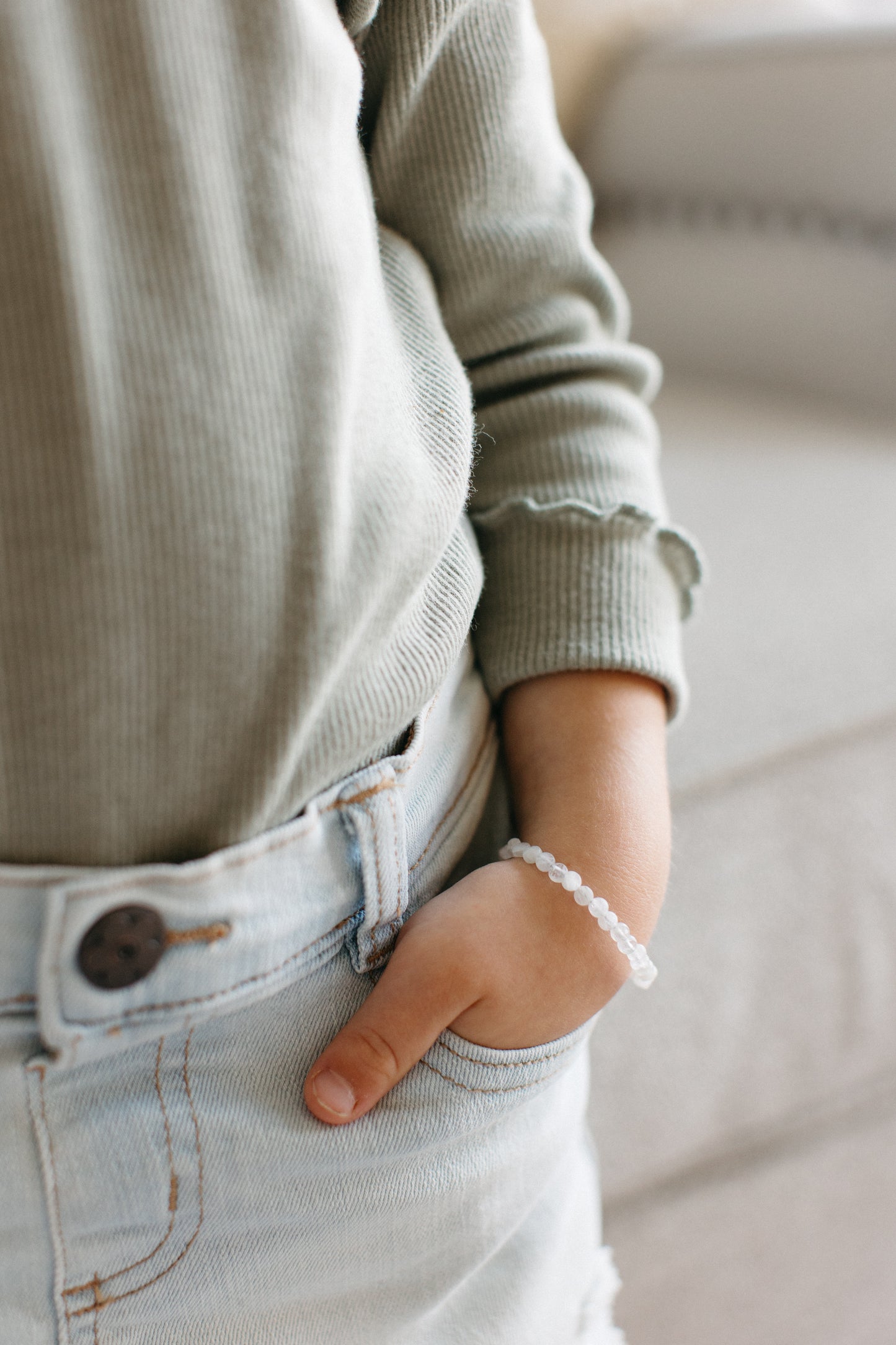 Mini White Moonstone Coin Bracelet