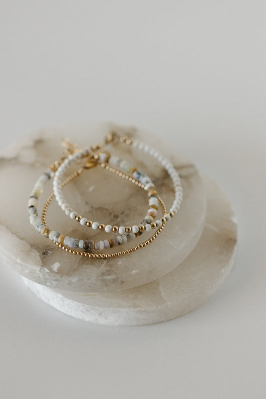 Speckled White Opal DOTS Bracelet Stack