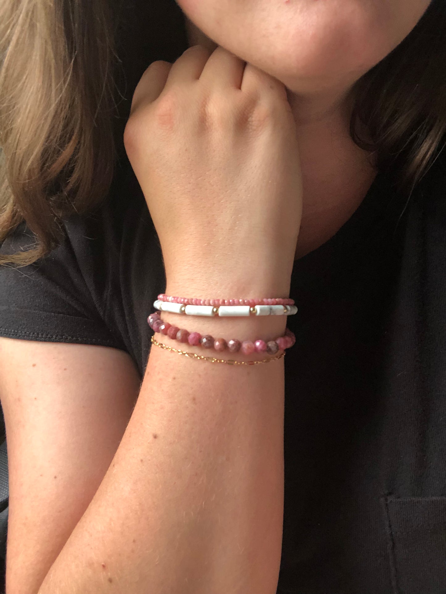 Raspberry Thulite Bracelet (1 Available)