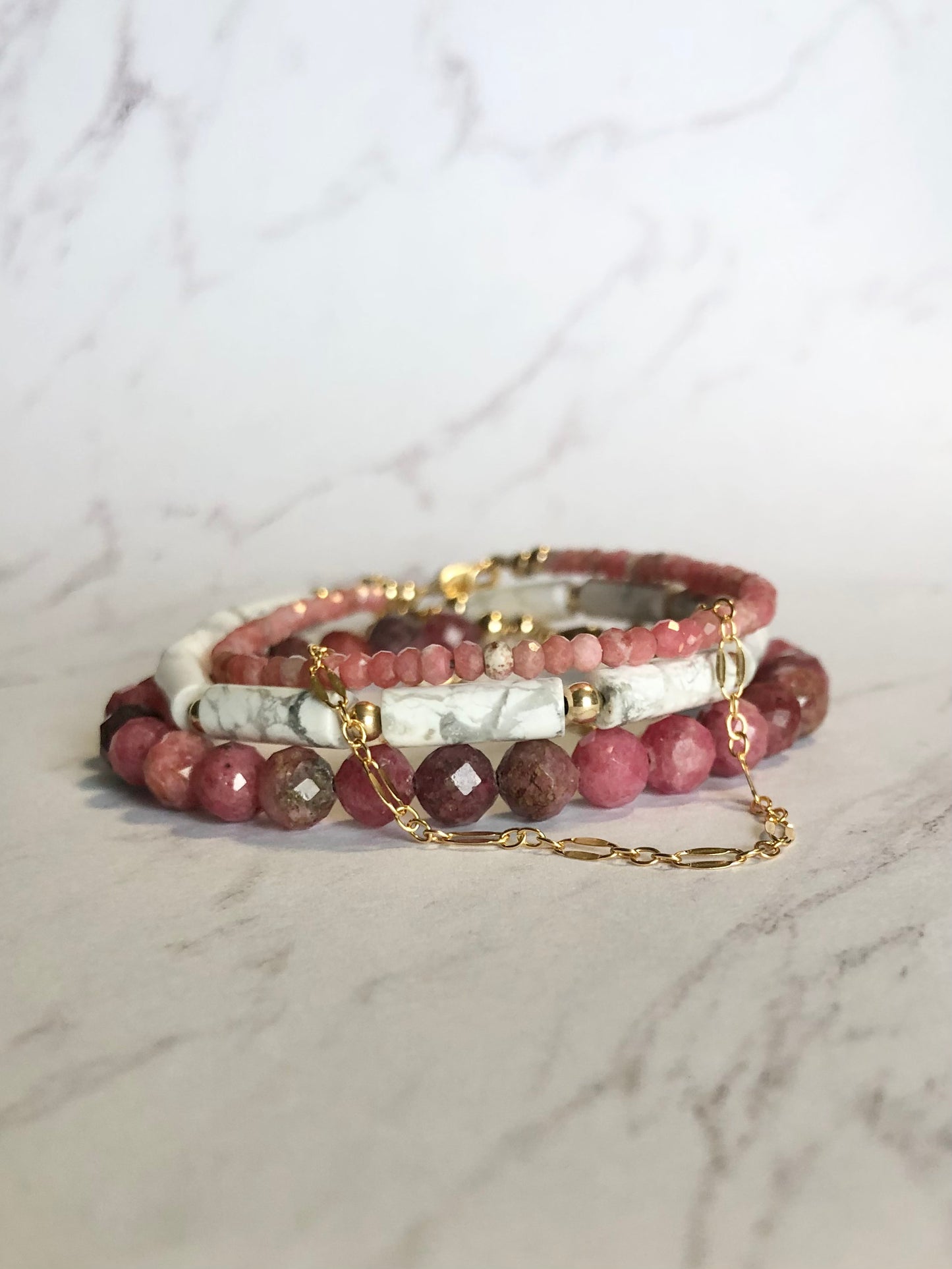 Raspberry Thulite Bracelet (1 Available)