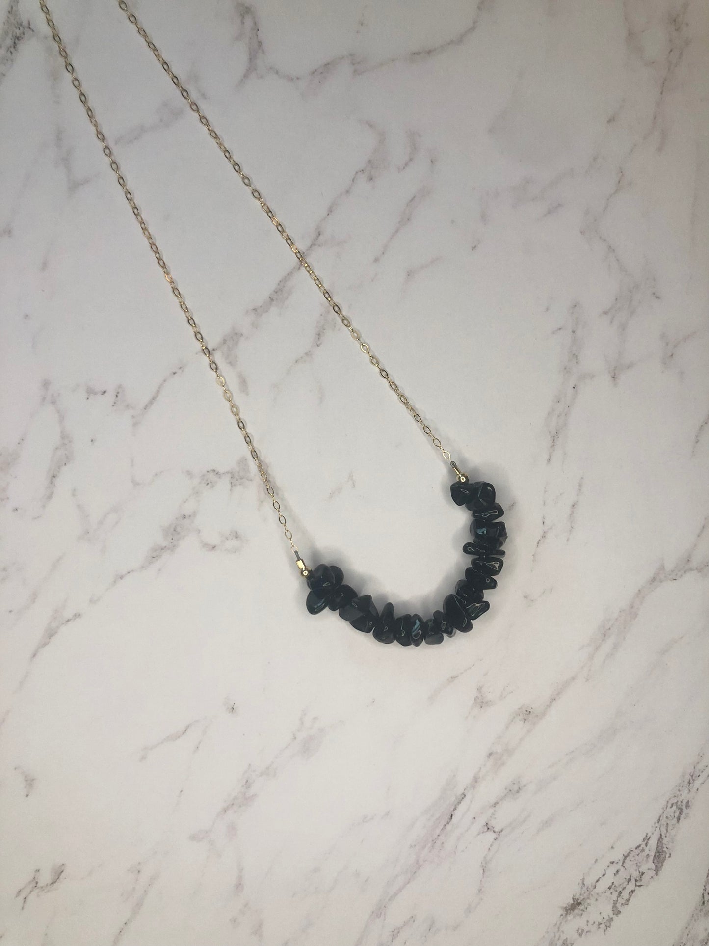 Onyx Chip Necklace in Gold or Silver (2 available)