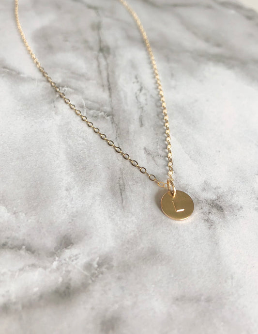 Gold Filled Initial Disk Necklace